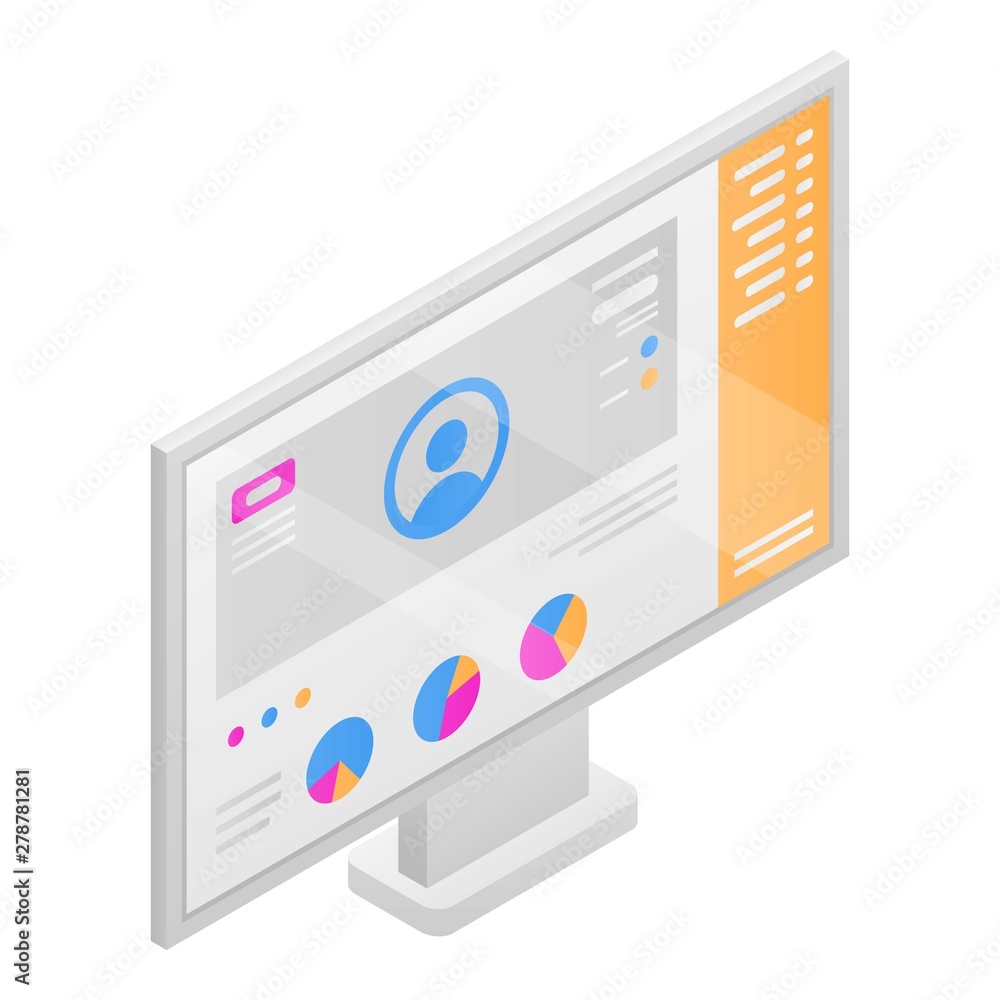 Poster computer monitor icon. isometric of computer monitor vector icon for web design isolated on white ba