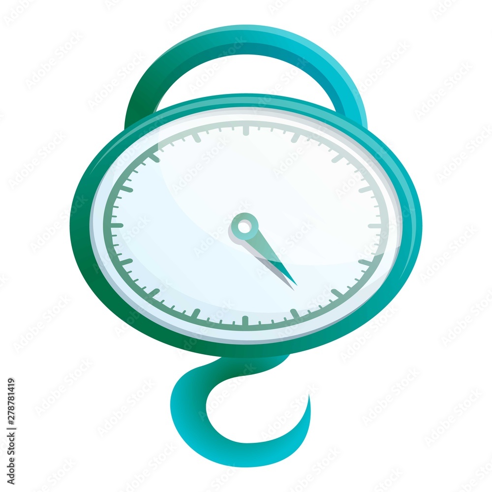 Poster round scales icon. cartoon of round scales vector icon for web design isolated on white background
