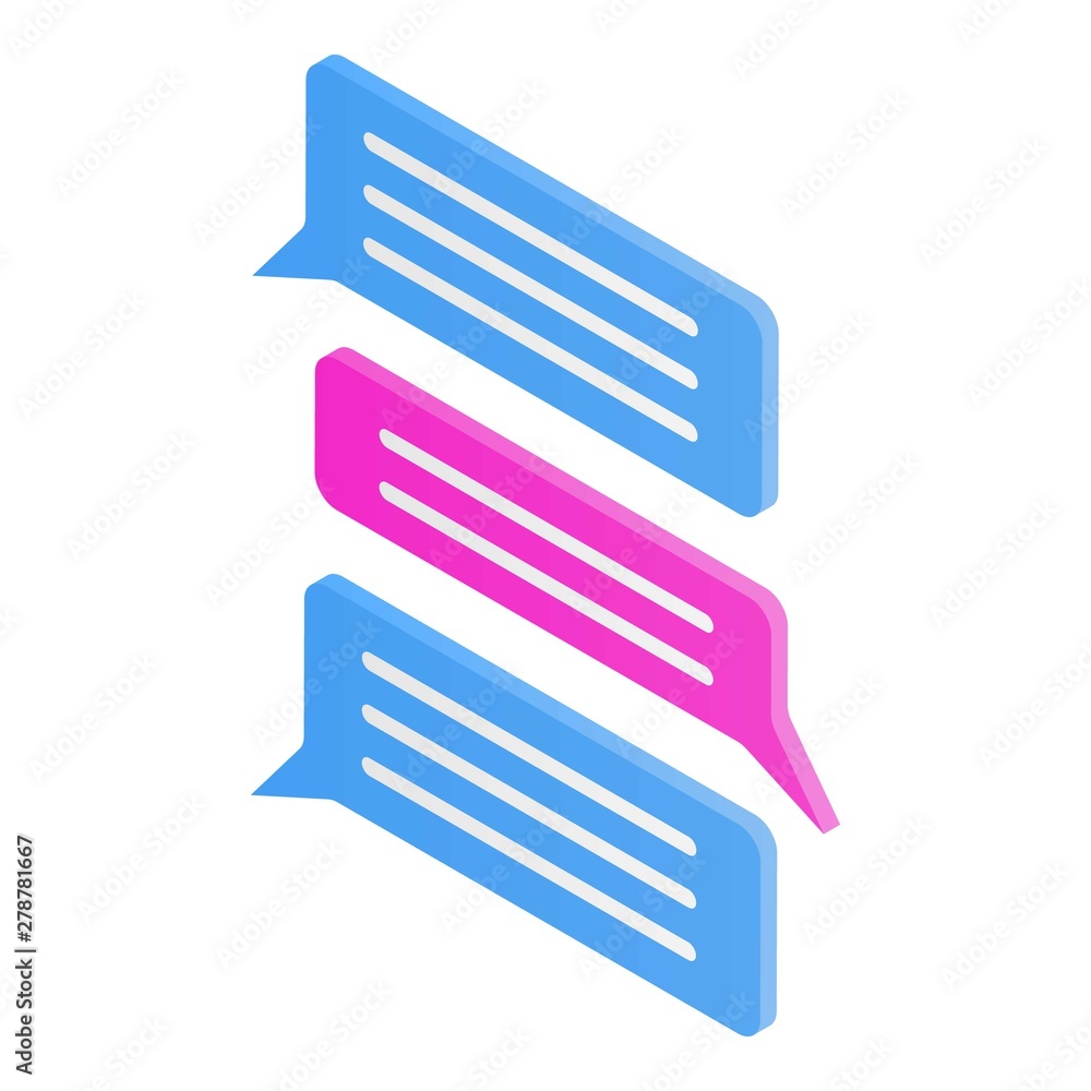 Poster smartphone colorful chat icon. isometric of smartphone colorful chat vector icon for web design isol