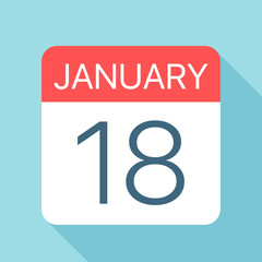 January 18 - Calendar Icon. Vector illustration of one day of month