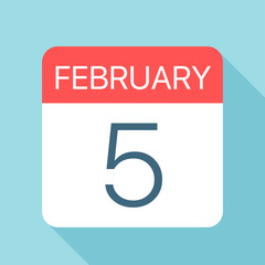 February 5 - Calendar Icon. Vector illustration of one day of month