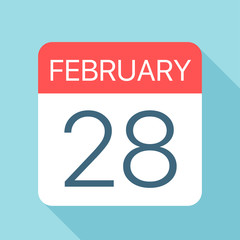 February 28 - Calendar Icon. Vector illustration of one day of month