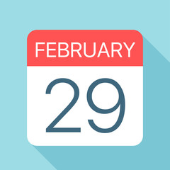 February 29 - Calendar Icon. Vector illustration of one day of month