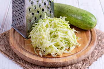 Grated zucchini with grater
