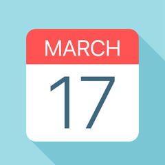 March 17 - Calendar Icon. Vector illustration of one day of month