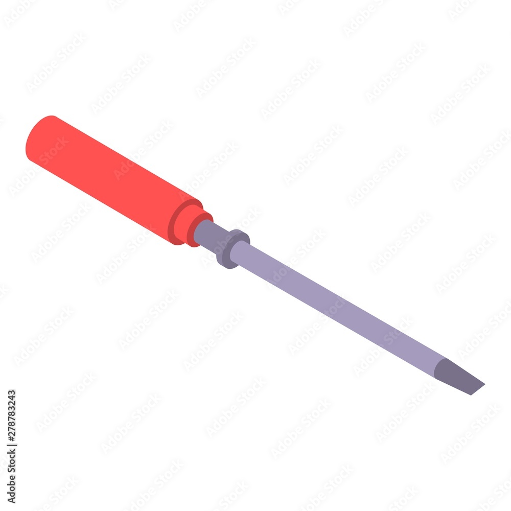 Poster red screwdriver icon. isometric of red screwdriver vector icon for web design isolated on white back