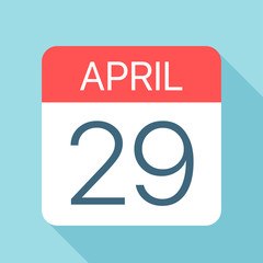 April 29 - Calendar Icon. Vector illustration of one day of month