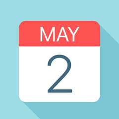 May 2 - Calendar Icon. Vector illustration of one day of month