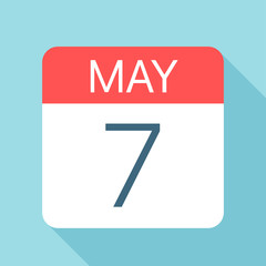 May 7 - Calendar Icon. Vector illustration of one day of month