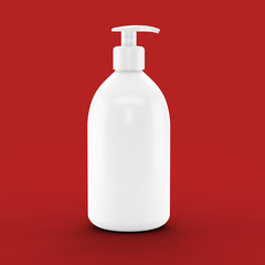 White plastic bottle with dispenser for cosmetic - mockup. 3d illustration