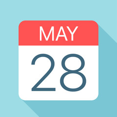 May 28 - Calendar Icon. Vector illustration of one day of month