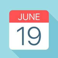 June 19 - Calendar Icon. Vector illustration of one day of month