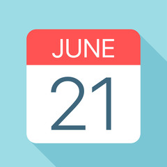 June 21 - Calendar Icon. Vector illustration of one day of month