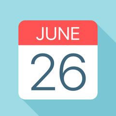 June 26 - Calendar Icon. Vector illustration of one day of month
