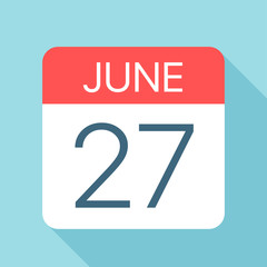 June 27 - Calendar Icon. Vector illustration of one day of month