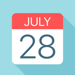 July 28 - Calendar Icon. Vector illustration of one day of month
