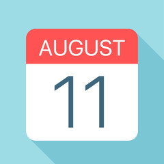 August 11 - Calendar Icon. Vector illustration of one day of month