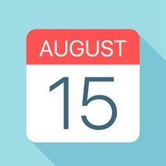 August 15 - Calendar Icon. Vector illustration of one day of month