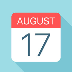 August 17 - Calendar Icon. Vector illustration of one day of month