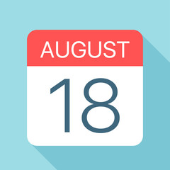 August 18 - Calendar Icon. Vector illustration of one day of month
