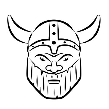 isolated illustration of a viking, head, vector draw