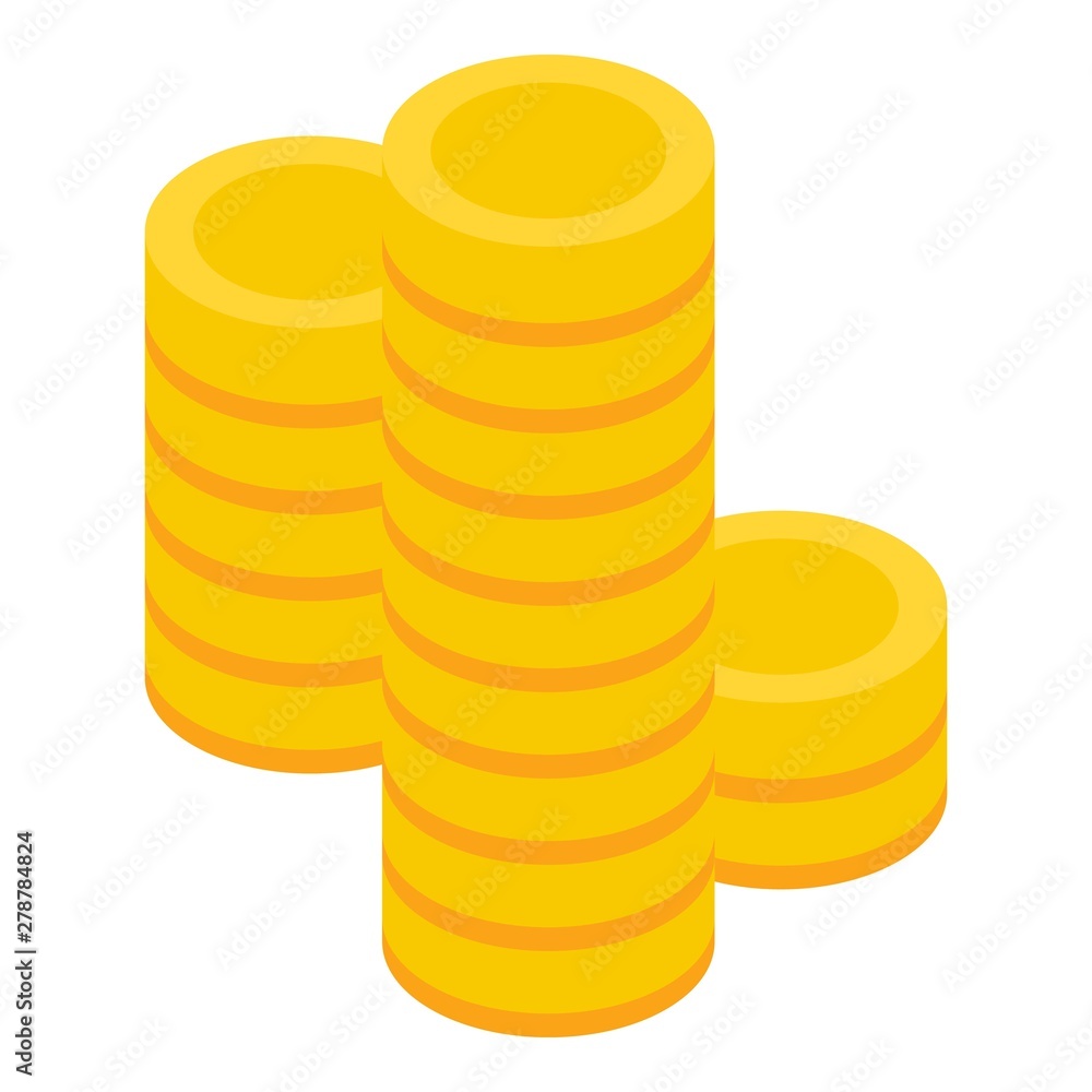 Poster coins stack icon. isometric of coins stack vector icon for web design isolated on white background