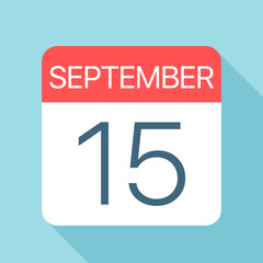 September 15 - Calendar Icon. Vector illustration of one day of month