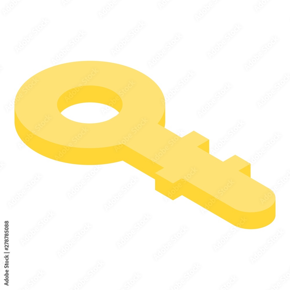 Poster gold key icon. isometric of gold key vector icon for web design isolated on white background
