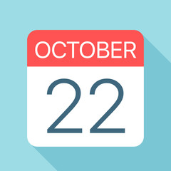 October 22 - Calendar Icon. Vector illustration of one day of month