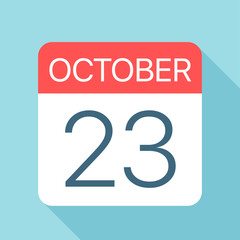 October 23 - Calendar Icon. Vector illustration of one day of month