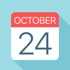 October 24 - Calendar Icon. Vector illustration of one day of month