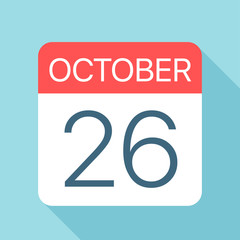 October 26 - Calendar Icon. Vector illustration of one day of month