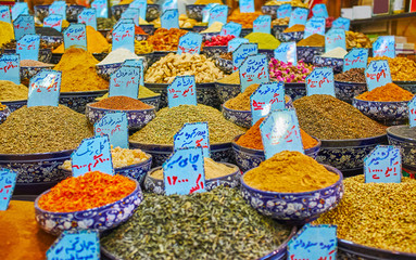 Choose some Persian spices, Vakil Bazaar, Shiraz, Iran