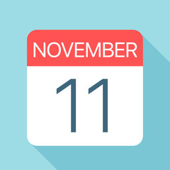 November 11 - Calendar Icon. Vector illustration of one day of month