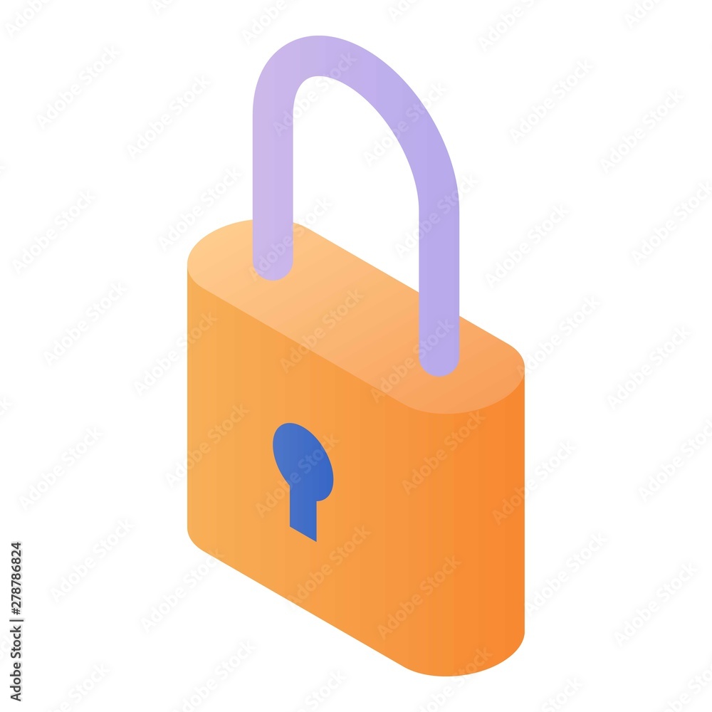 Poster lock icon. isometric of lock vector icon for web design isolated on white background