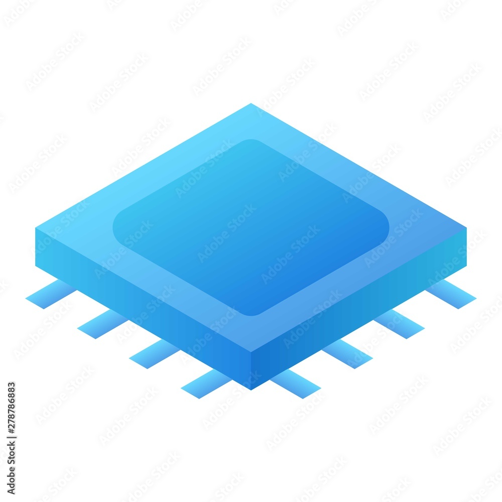 Poster processor chip icon. isometric of processor chip vector icon for web design isolated on white backgr