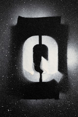 Letter Q grunge spray paninted stencil font