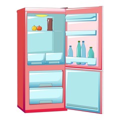 Half empty fridge icon. Cartoon of helf empty fridge vector icon for web design isolated on white background