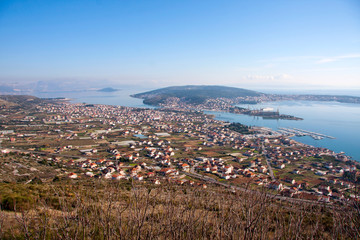 Trogir city and Kastela bay view from the mountain