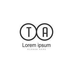 Initial TA logo template with modern frame. Minimalist TA letter logo vector illustration