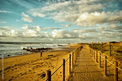 Beach walkways after storm in Portugal
