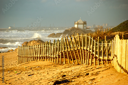 Beach walkways after storm in Portugal