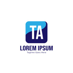 Initial TA logo template with modern frame. Minimalist TA letter logo vector illustration