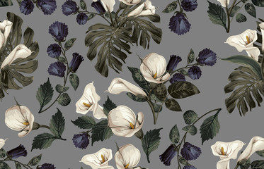 Elegant pattern of blush toned rustic flowers isolated in a solid background great for textile print, background, handmade card design, invitations, wallpaper, packaging, interior or fashion designs.