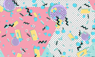 Memphis pattern. Geometric shapes. Hipster style