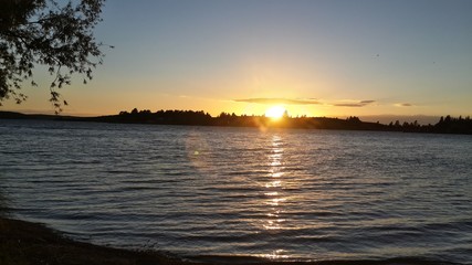 sunset on lake