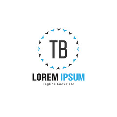 Initial TB logo template with modern frame. Minimalist TB letter logo vector illustration