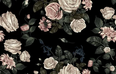 Tapeten Rosen Elegantes Muster aus erröteten rustikalen Blumen einzeln auf einem soliden Hintergrund, ideal für Textildruck, Hintergrund, handgemachtes Kartendesign, Einladungen, Tapeten, Verpackungen, Innen- oder Modedesigns.