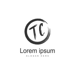Initial TC logo template with modern frame. Minimalist TC letter logo vector illustration