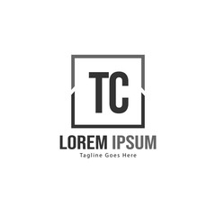 Initial TC logo template with modern frame. Minimalist TC letter logo vector illustration